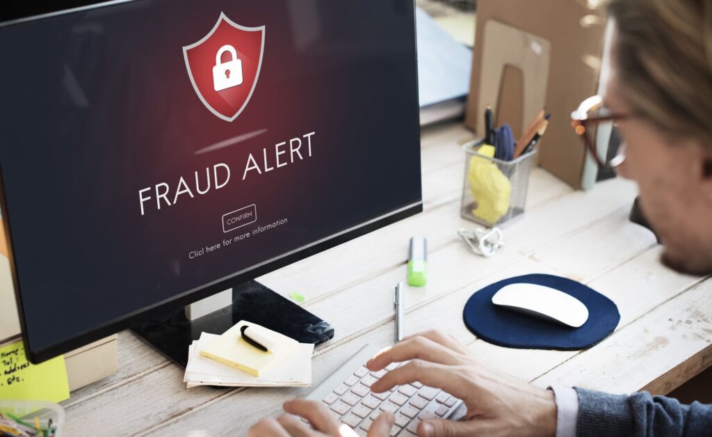 Fraud Alert on computer