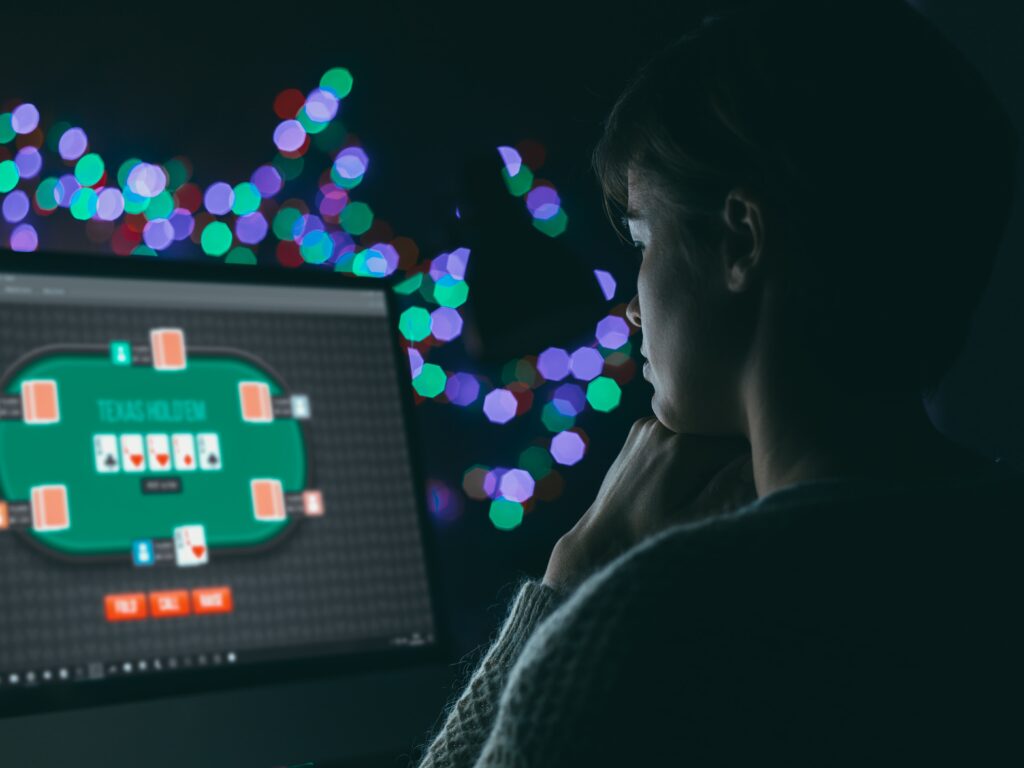 Person playing poker online