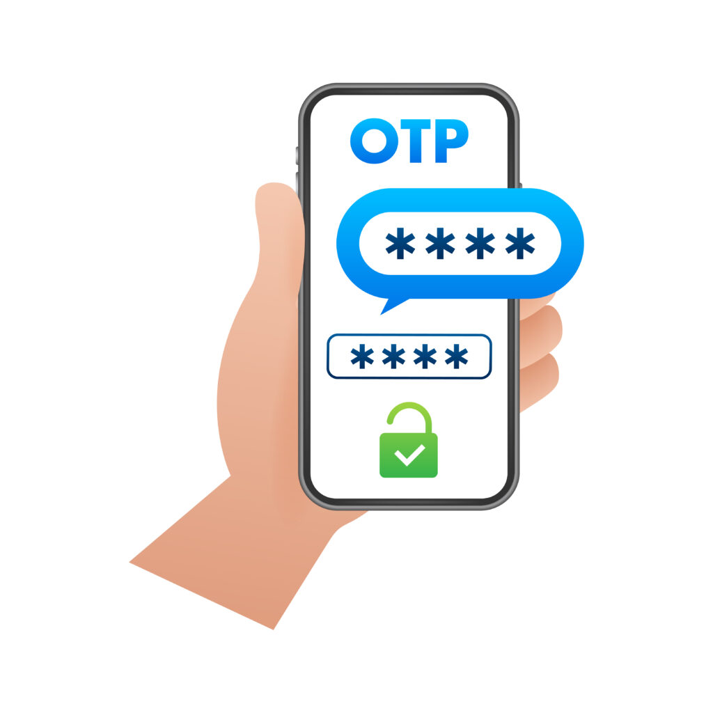 OTP One-time password. 2-Step authentication. Data protection, internet security TMT Analysis
